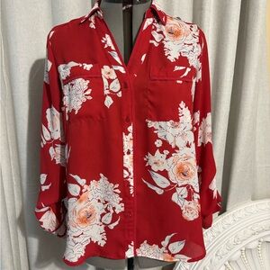 Red Candies Blouse with White Floral Print